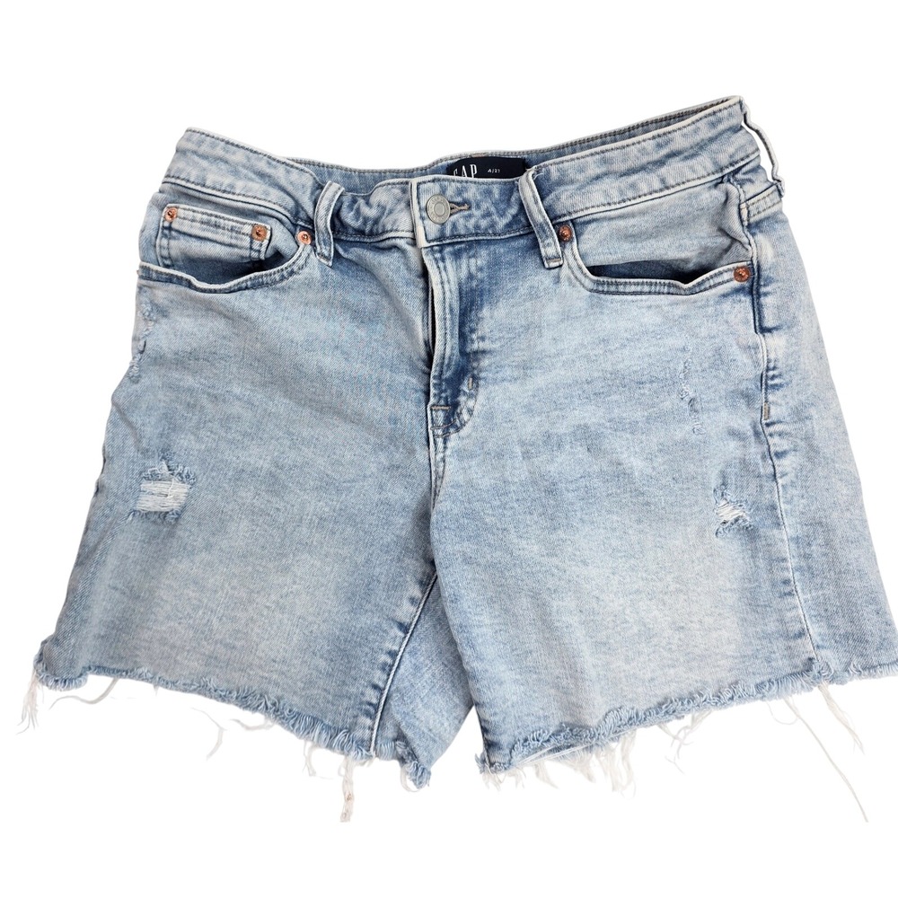 GAP 5'' Stonewash Distressed Raw Hem Denim‎ Shorts Women's Size 4 / 27